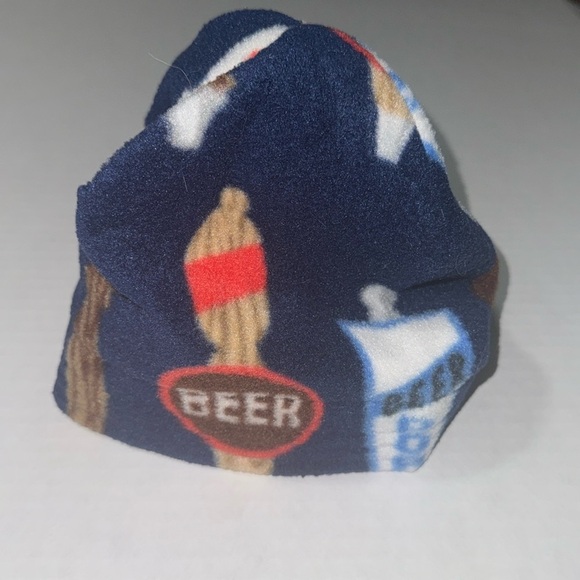 Handmade Navy Blue Craft Beer Tap Fleece Beanie Made By My Mom Warm&Cozy Size M - Picture 3 of 6